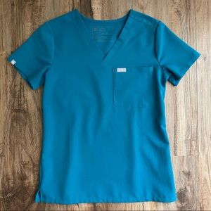 Figs XXS Pacific Blue Catarina One Pocket Scrub Top